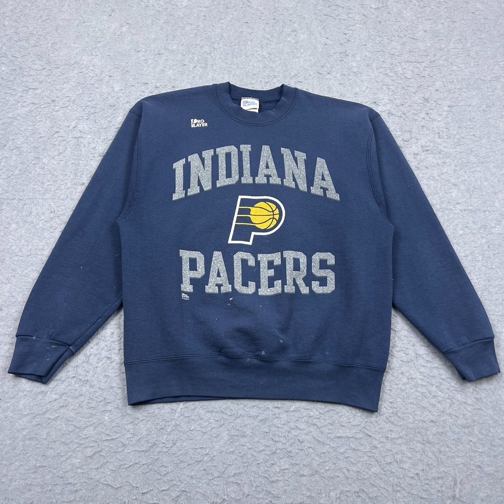 VTG Pro Player Indiana Pacers Sweatshirt Large Blue Fleece Pullover USA Made 90s